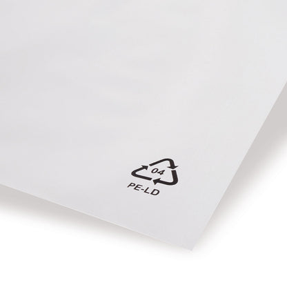 rLDPE adhesive closure bag with recycled content, slanted flap without air hole, 40 µm