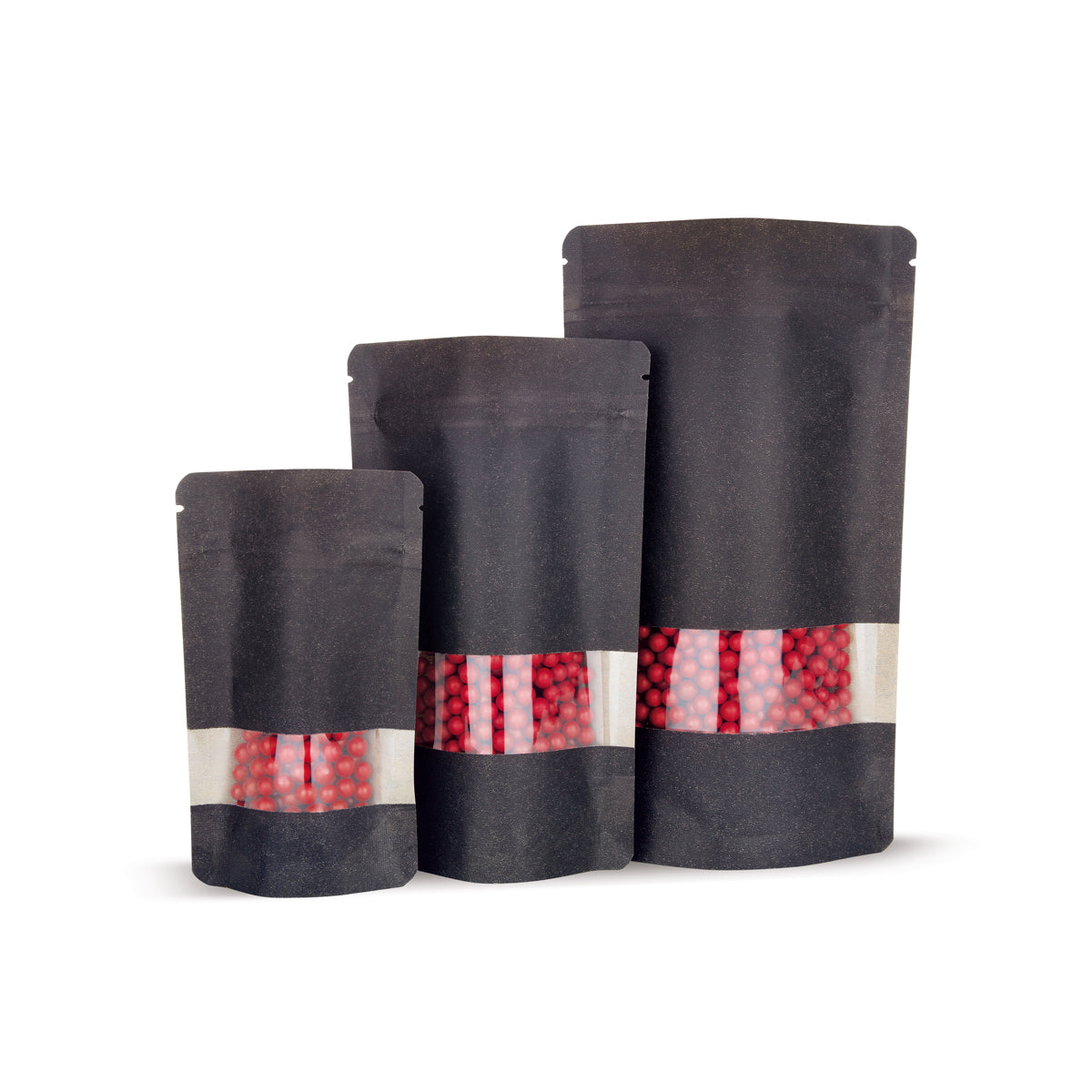 Stand-up pouch kraft paper black with window 6-WEB