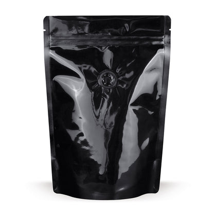 Stand-up pouches, black with aroma protection valve, detail 5