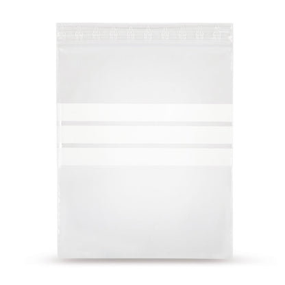 Sachet à fermeture à pression en LDPE avec trois bandes d'étiquetage blanches, 90 base