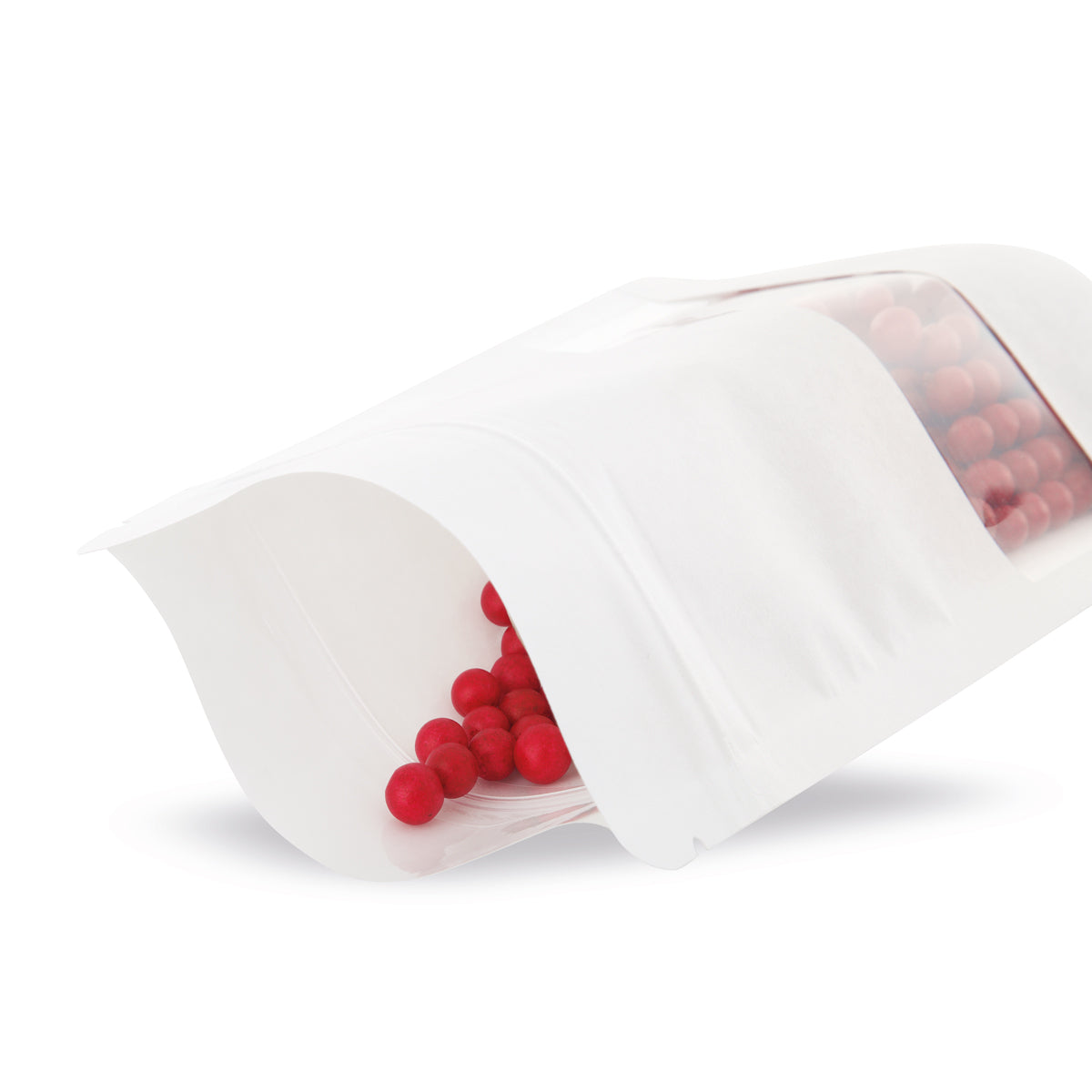 Sachet à fond plat en papier kraft blanc avec fenêtre 4-WEB