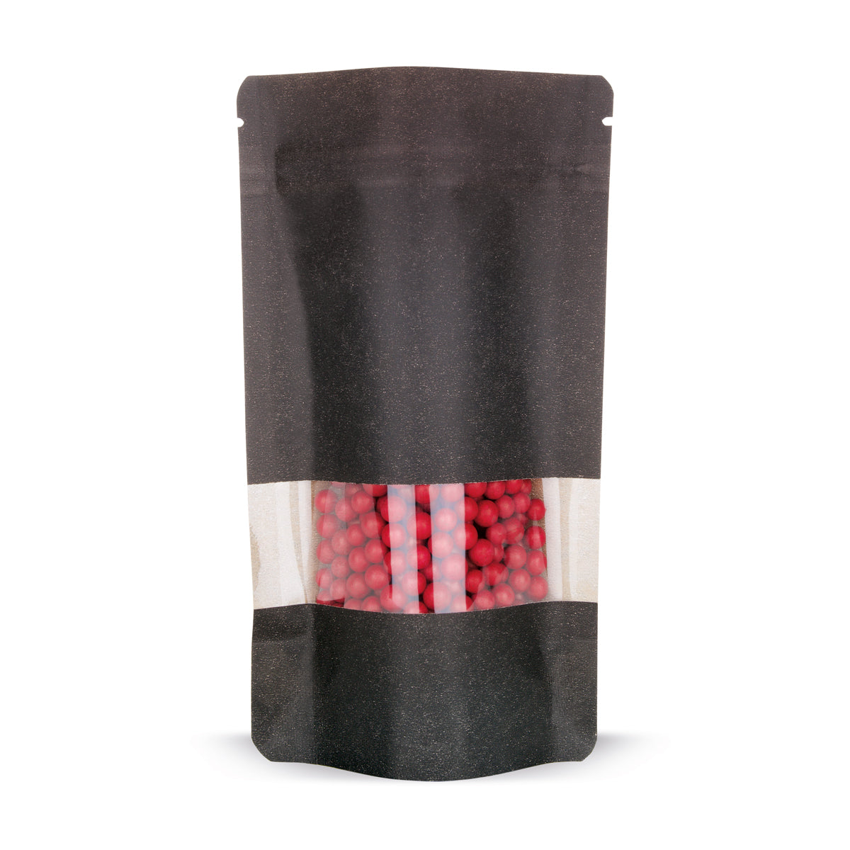 Sacchetto con fondo piatto in carta kraft nera con finestra 2-WEB