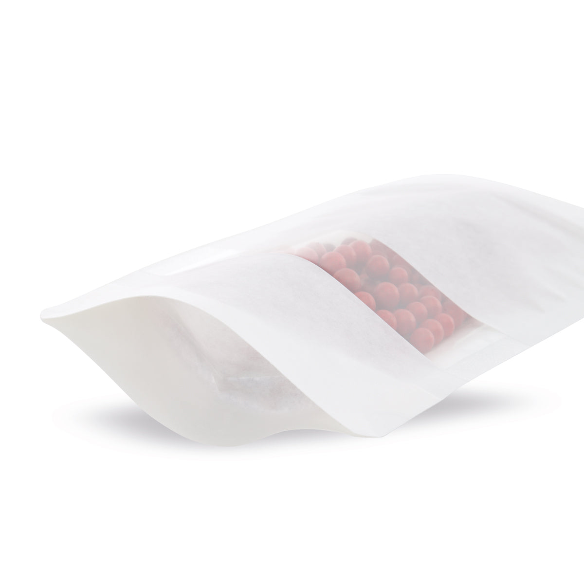 Sacchetto con fondo piatto in carta kraft bianca con finestra 5-WEB